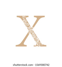 vector illustration flower Initial x letter luxury beauty flourishes ornament monogram wedding icon logo vintage