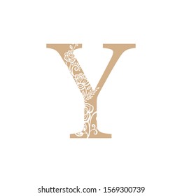 vector illustration flower Initial y letter luxury beauty flourishes ornament monogram wedding icon logo vintage