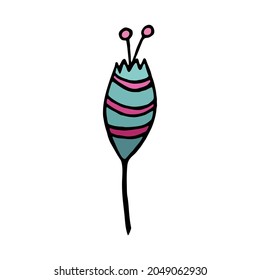 Vector illustration flower isolated on white background. Flower icon in doodle style. Hand drawn. Flat design. 