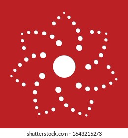 Vector illustration with vector flower for laser cut.  Red ornamental cutout decoration with shadow. Simple floral element for laser cutting template. Wedding invitation or greeting card design. 