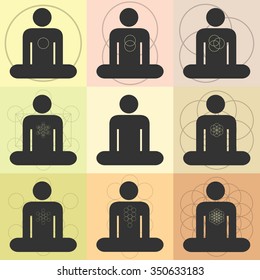 Vector illustration / flower of life / sacred geometry / ancient symbol / yoga lotus posture