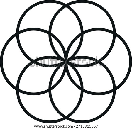 Vector illustration of the Flower of Life, a well-known sacred geometry symbol composed of evenly spaced overlapping circles. This geometric pattern represents harmony, balance, symmetry and the mathematical structure underlying natural forms.

The Flower of Life is widely used in geometry, mathematics, spirituality, meditation, yoga and holistic design contexts. This symbol is suitable for educational content, infographics, presentations, books, posters, tattoos concepts, branding inspiration and decorative graphic projects.

Minimalist line art vector, clean and modern, fully editable and scalable. Ideal for designers, educators and creatives seeking a timeless geometric symbol rooted in sacred and mathematical geometry.