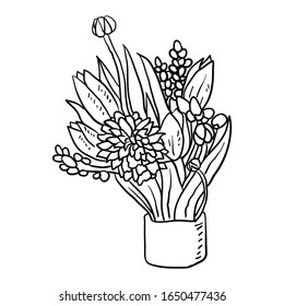 Vector Illustration Flower line drawing