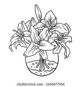 Vector Illustration Flower line drawing