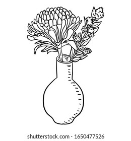 Dibujo de la línea de flor de la ilustración del vector