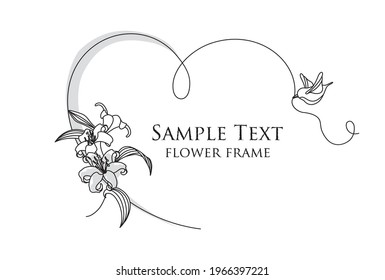 Vector illustration of flower and line drawing frame
