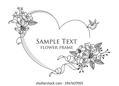 Ilustración vectorial del marco de dibujo de flor y línea