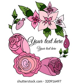 Vector illustration. Flower logo. Isolated on white background. Hand drawn.