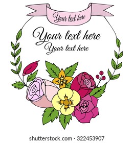 Vector illustration. Flower logo. Isolated on white background. Hand drawn.