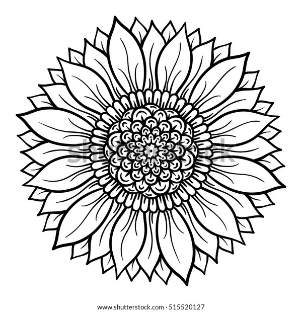 Vector Illustration Flower Mandala Coloring Page Stock