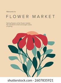 Vector illustration. Flower market. Retro design. Spring flowers. Poster, banner, postcard, cover.