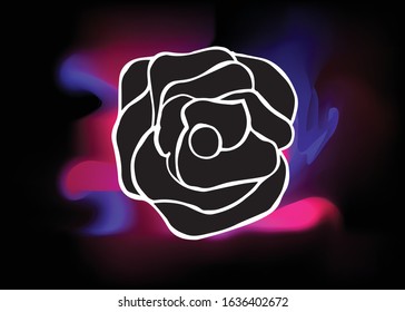 Vector Illustration of Flower Nature with Neon Background