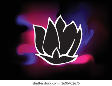 Vector Illustration of Flower Nature with Neon Background