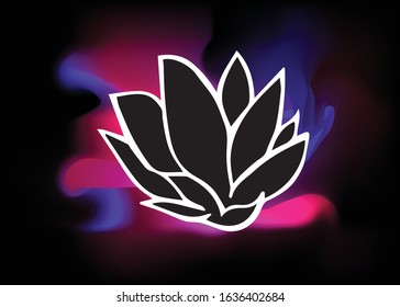Vector Illustration of Flower Nature with Neon Background