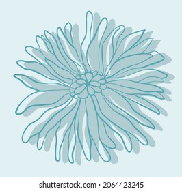 vector illustration of a flower on a background with a shadow, freehand drawing of a flower bud, logo floral, nature and plants