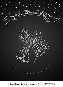 Vector illustration of flower on blackboard.