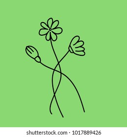 Vector illustration. Flower on a green background. Valentine's Day.