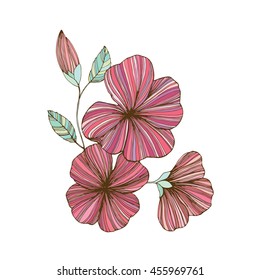 Vector illustration of a flower on a white background. Hand Drawn doodle.