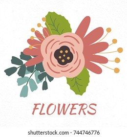 Vector illustration of flower on white background. Wedding marriage bouquet. Beautiful flowers 