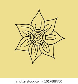 Vector illustration. Flower on a yellow background. Valentine's Day.