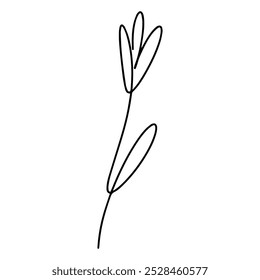 Ilustración vectorial. Flor con una línea negra sin levantar la mano sobre un fondo blanco.
