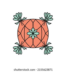 Vector illustration of flower pillow. It is perfect as a print on different items, such as gift cards, invitations, logo, etc.