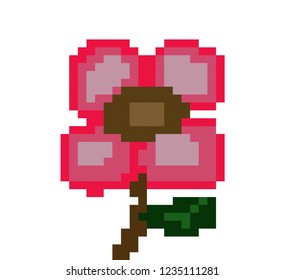 vector illustration of Flower in pixel style