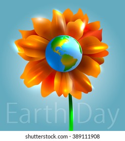 Vector illustration of flower and planet earth