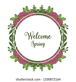 Vector illustration flower plant frame with invitation welcome hand drawn