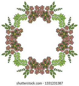 Vector illustration flower plant frame with invitation welcome hand drawn