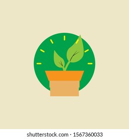 Vector illustration flower, plant growing in a pot