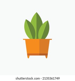 Vector illustration flower, plant growing in a pot. Potted plant icon. Little plant seedling. Seedling icon