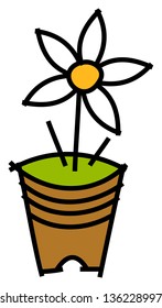 Vector illustration of a flower in pot