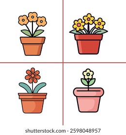 vector of illustration of flower pot	                                              