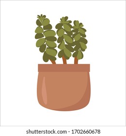 Vector illustration of a flower in a pot. Cute drawing of a houseplant, in a flat style