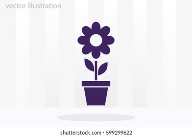 vector illustration of flower in pot icon