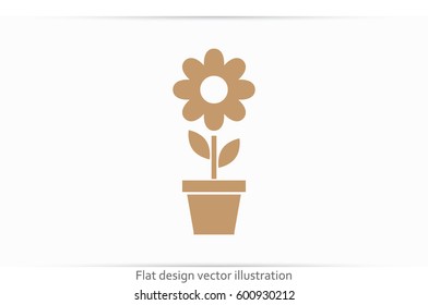 vector illustration of flower in pot icon