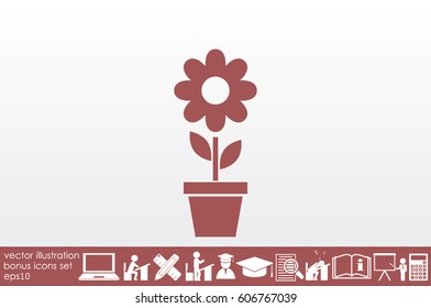 vector illustration of flower in pot icon