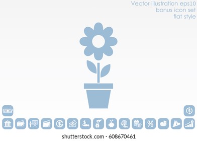 vector illustration of flower in pot icon