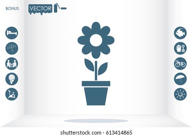 vector illustration of flower in pot icon