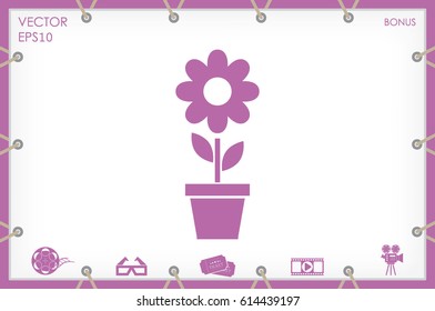 vector illustration of flower in pot icon