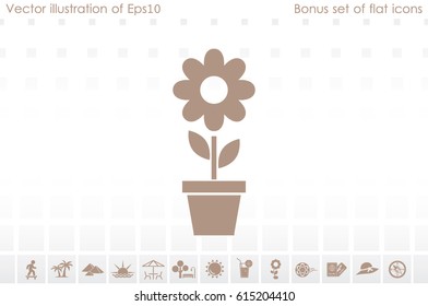 vector illustration of flower in pot icon