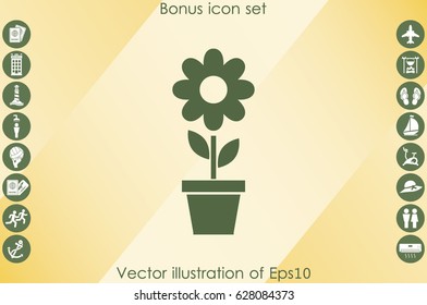 vector illustration of flower in pot icon
