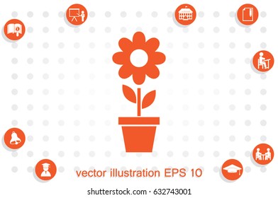 vector illustration of flower in pot icon