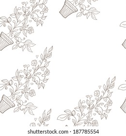 Vector illustration of flower in pot sketch 