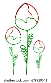 Vector illustration of flower, red buds