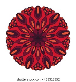 vector illustration with flower red pink mandala on white background