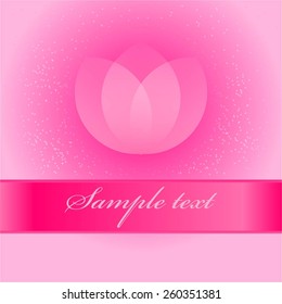 Vector illustration of Flower and ribbon on a pink background.