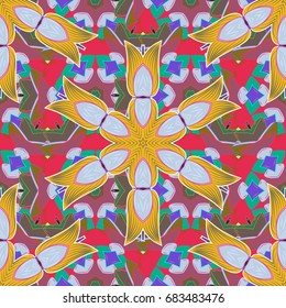 Vector illustration. Flower seamless on colored background. 