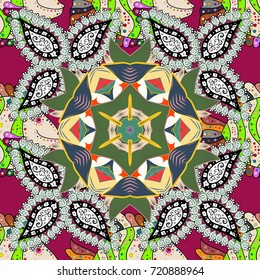 Vector illustration. Flower seamless on green, white and black colors. Flourish ornamental spring garden texture. Flowers on green, white and black colors. Floral pattern.